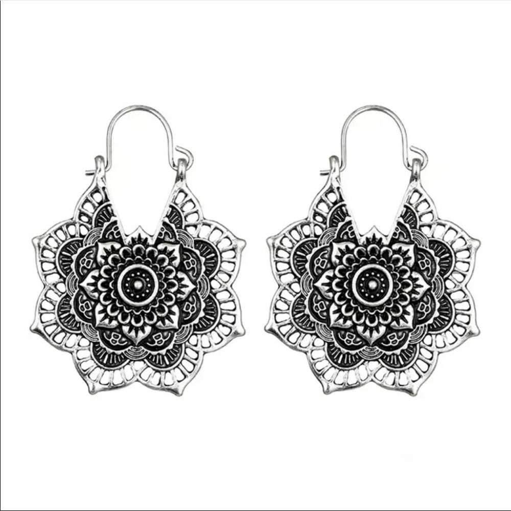Dangle Mandela Boho Round Statement Earrings
